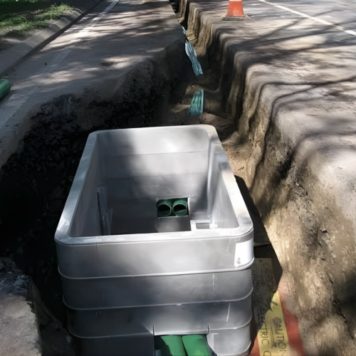 open trench and pipes